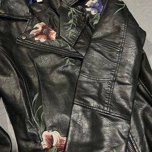 Floral Faux Leather Jacket